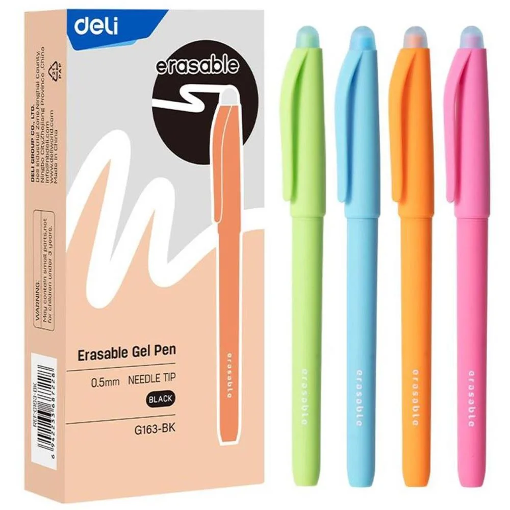 CANETA GEL ERASABLE APAGAVEL 0,5MM PRETO DELI (CX.C/12) - imagem 3