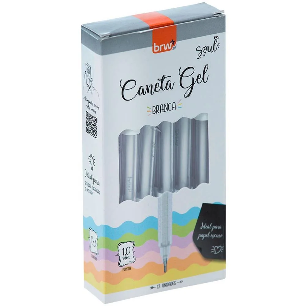 CANETA GEL 1.0MM BRANCA BRW (CX.C/12) - imagem 2