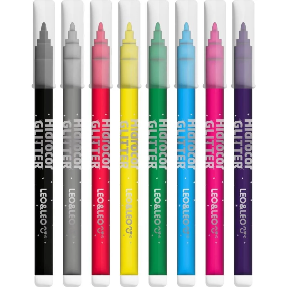 CANETA HIDROGRAFICA HIDROCOR 8 CORES C/GLITTER LEONORA (ESTOJO) - imagem 4