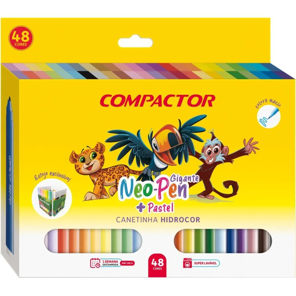 CANETA HIDROGRAFICA NEO-PEN GIGANTE PASTEL 48CORES COMPACTOR (PCT.C/05) - imagem 3