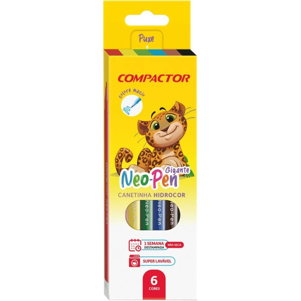 CANETA HIDROGRAFICA NEO-PEN GIGANTE 06 CORES COMPACTOR (PCT.C/05) - imagem 3
