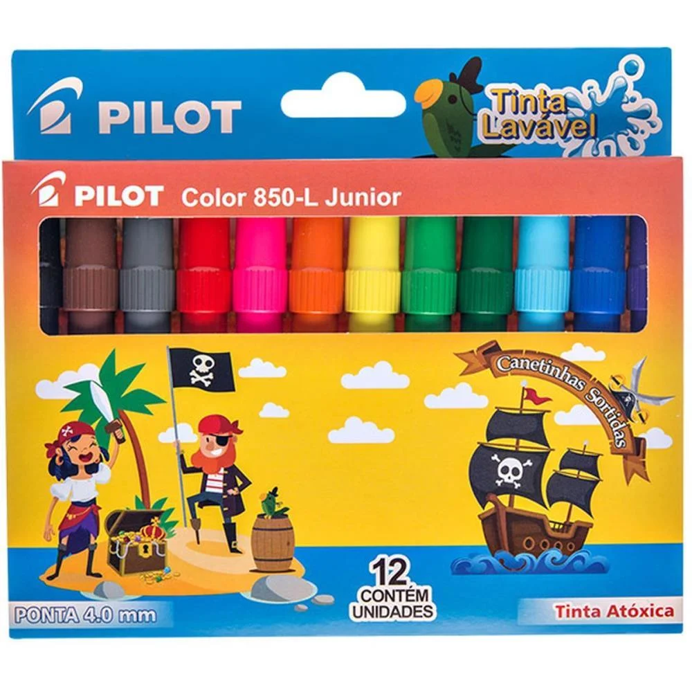 CANETA HIDROGRAFICA COLOR 850L JUNIOR 12 CORES PILOT (UNIDADE) - imagem 2