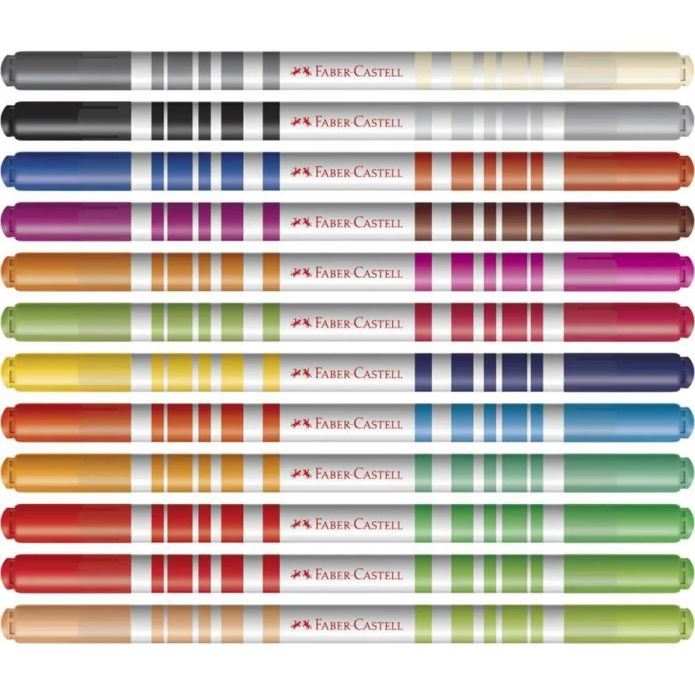 CANETA HIDROGRAFICA BICOLOR 12 CANETAS/24 CORES FABER-CASTELL (PCT.C/12) - imagem 4