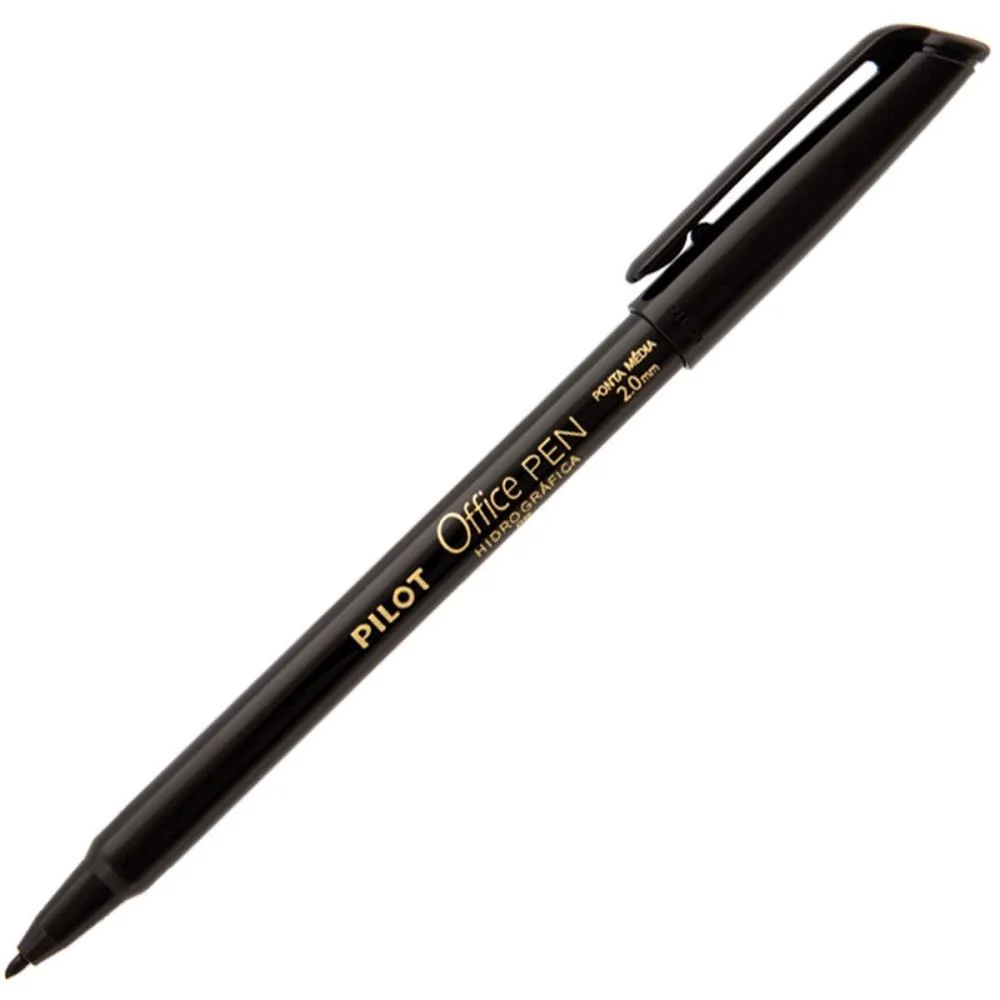 CANETA HIDROGRAFICA OFFICE PEN 2.0MM PRETA PILOT (CX.C/12) - imagem 4