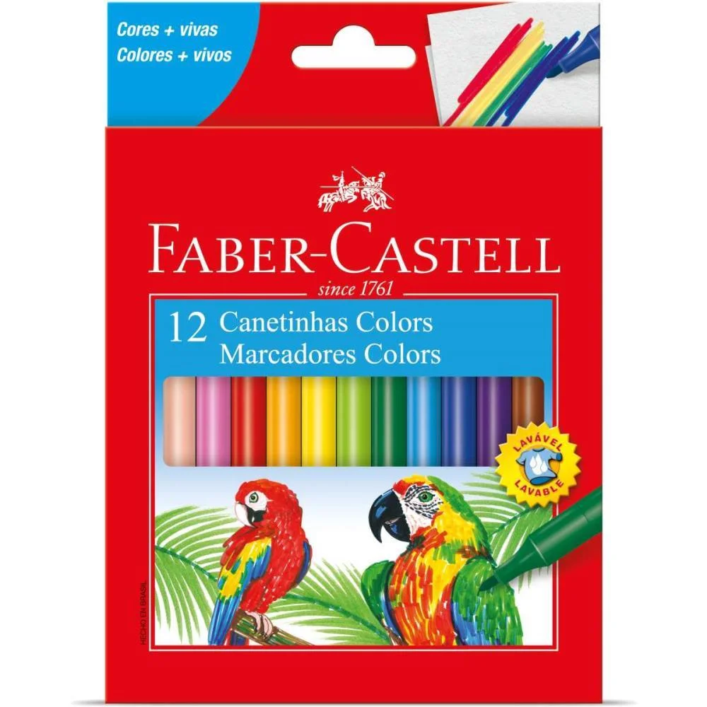 CANETA HIDROGRAFICA PRESTOCOLOR REGULAR 12 CORES FABER-CASTELL (PCT.C/12) - imagem 2