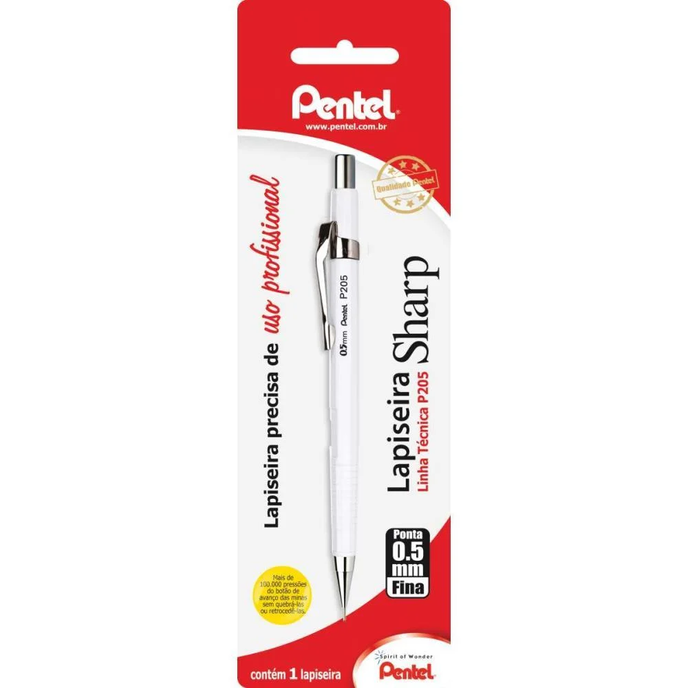 LAPISEIRA 0.5MM PENTEL BRANCA PENTEL (BLISTER) - imagem 6