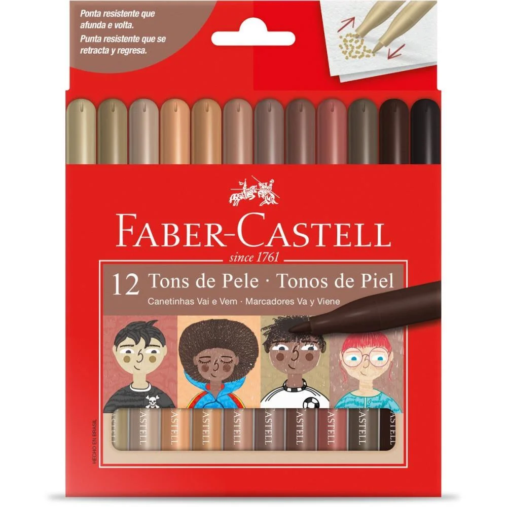 CANETA HIDROGRAFICA VAI E VEM TONS DE PELE 12CORES FABER-CASTELL (PCT.C/06) - imagem 2