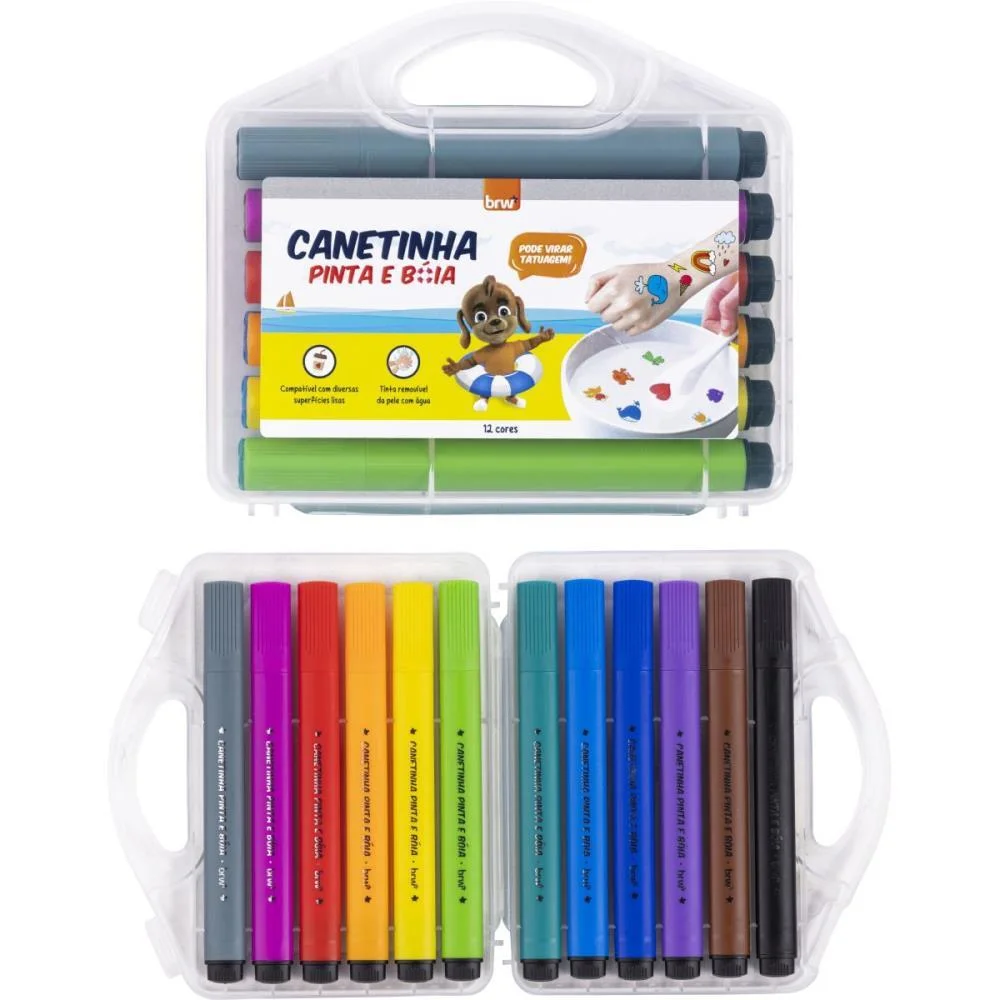 CANETA HIDROGRAFICA PINTA E BOIA C/12 UNIDADES BRW (ESTOJO) - imagem 2