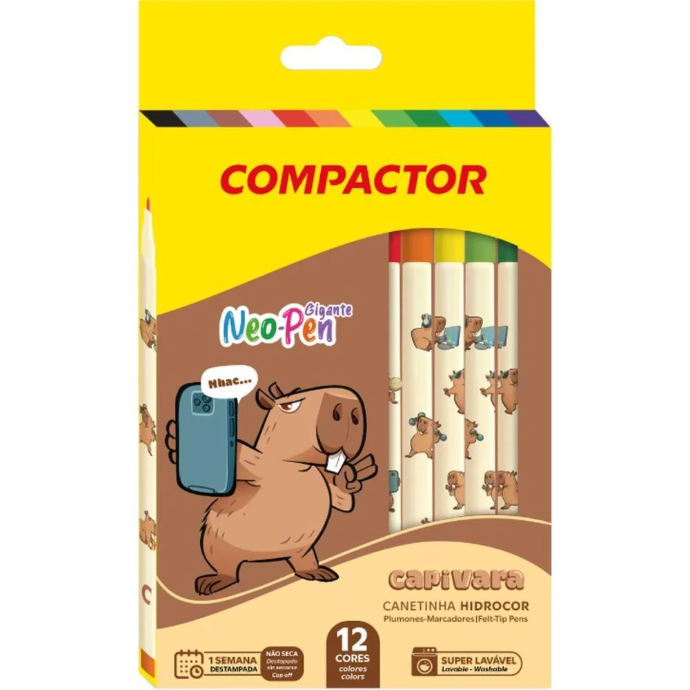 CANETA HIDROGRAFICA NEO-PEN GIGANTE CAPIVARA 12COR COMPACTOR (PCT.C/05) - imagem 2