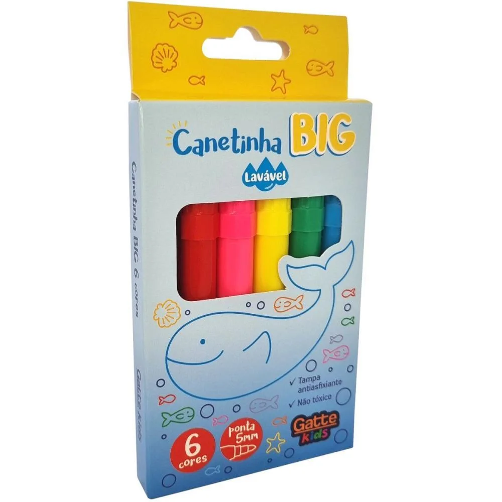 CANETA HIDROGRAFICA JUMBO BIG 6 CORES LAVAVEL MAKE+ (PCT.C/12) - imagem 3