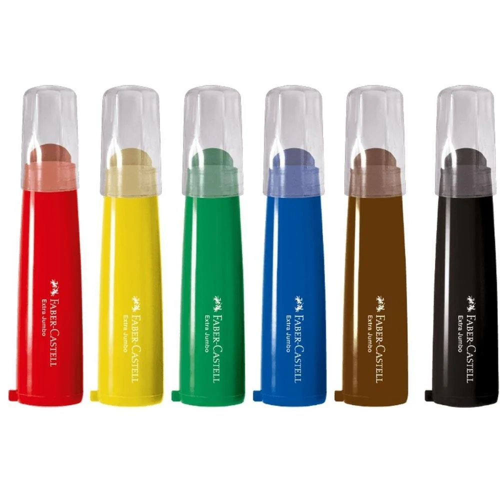 CANETA HIDROGRAFICA JUMBO 6 CORES LAVAVEIS L.CREATIVES FABER-CASTELL (ESTOJO) - imagem 4