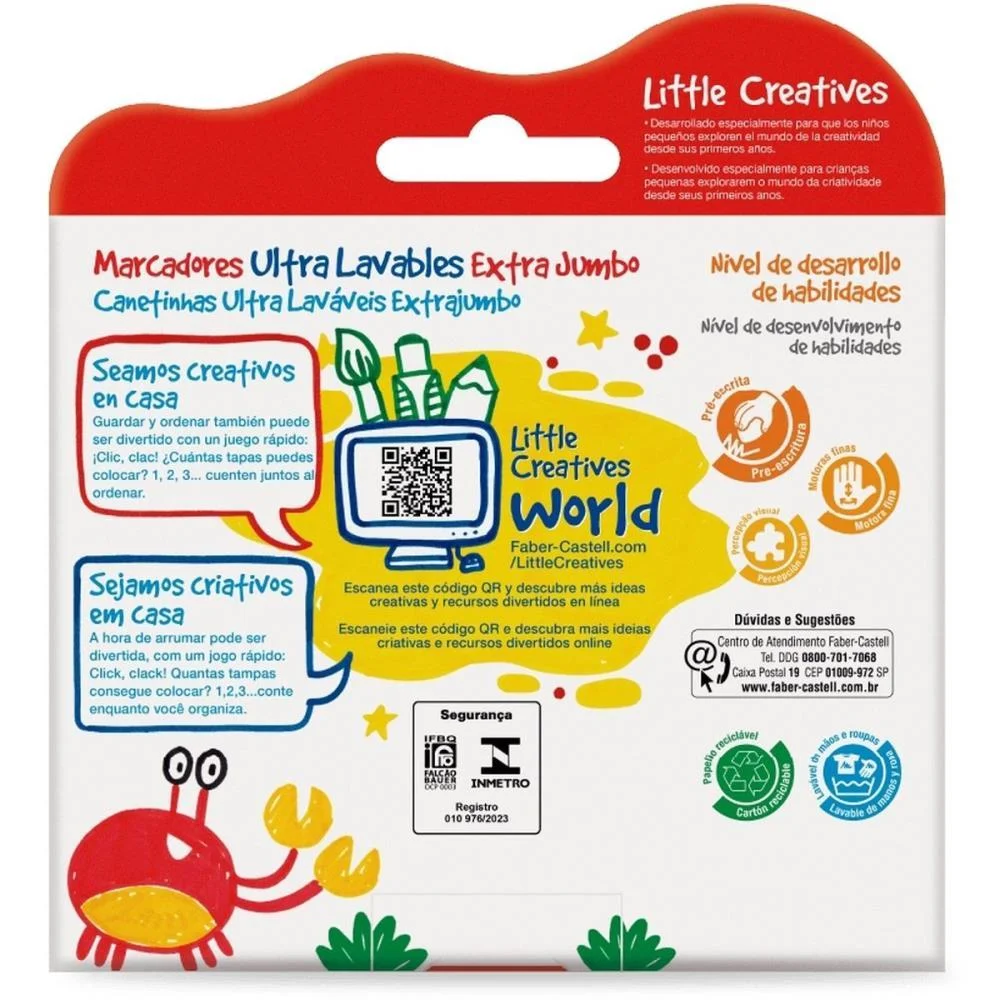 CANETA HIDROGRAFICA JUMBO 6 CORES LAVAVEIS L.CREATIVES FABER-CASTELL (ESTOJO) - imagem 5