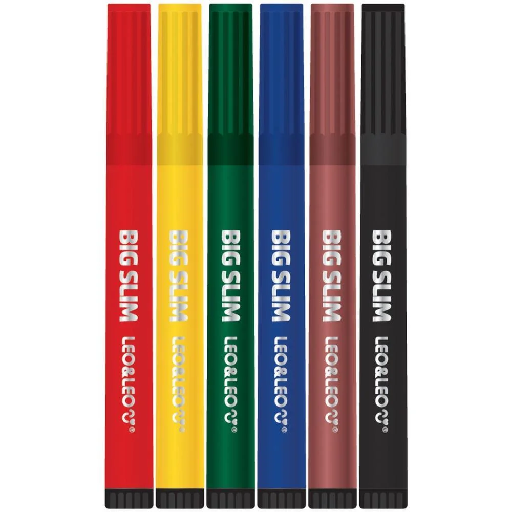 CANETA HIDROGRAFICA JUMBO LEO E LEO BIG SLIM 6 CORES LEONORA (ESTOJO) - imagem 3