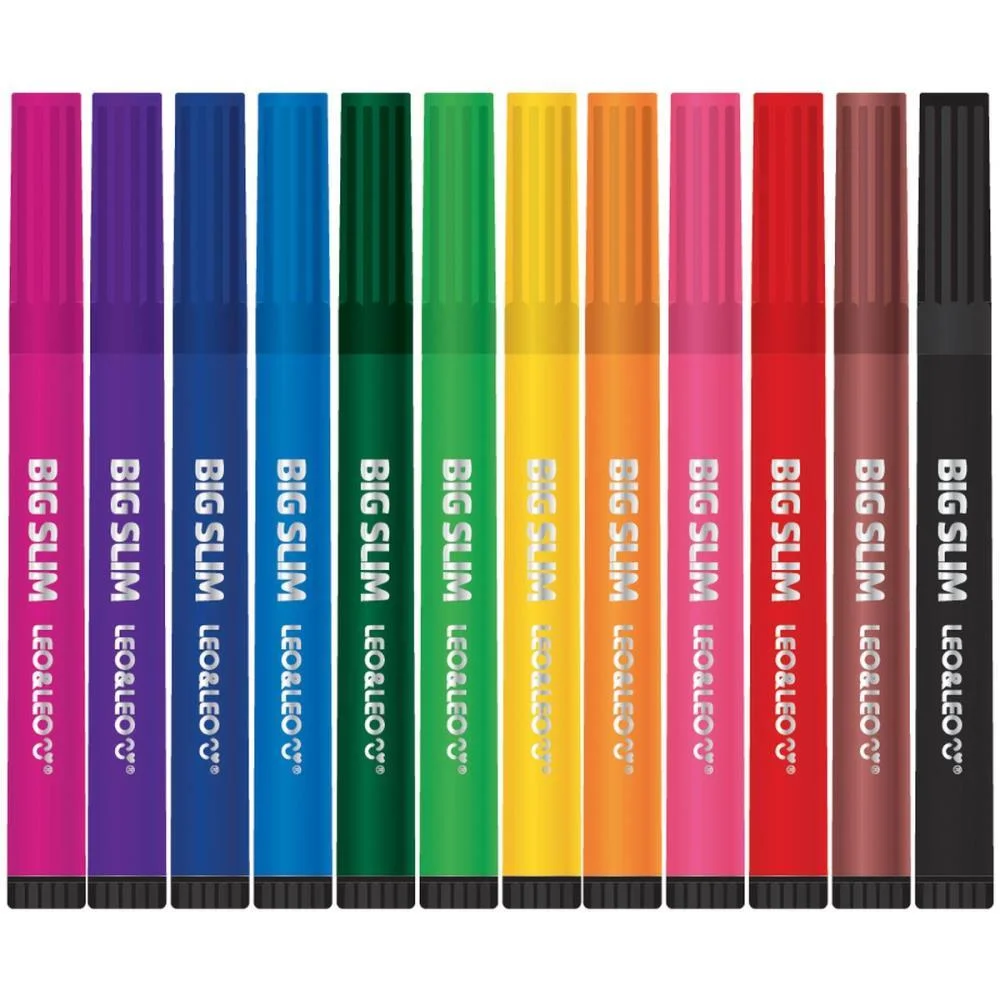 CANETA HIDROGRAFICA JUMBO LEO E LEO BIG SLIM 12 CORES LEONORA (ESTOJO) - imagem 3