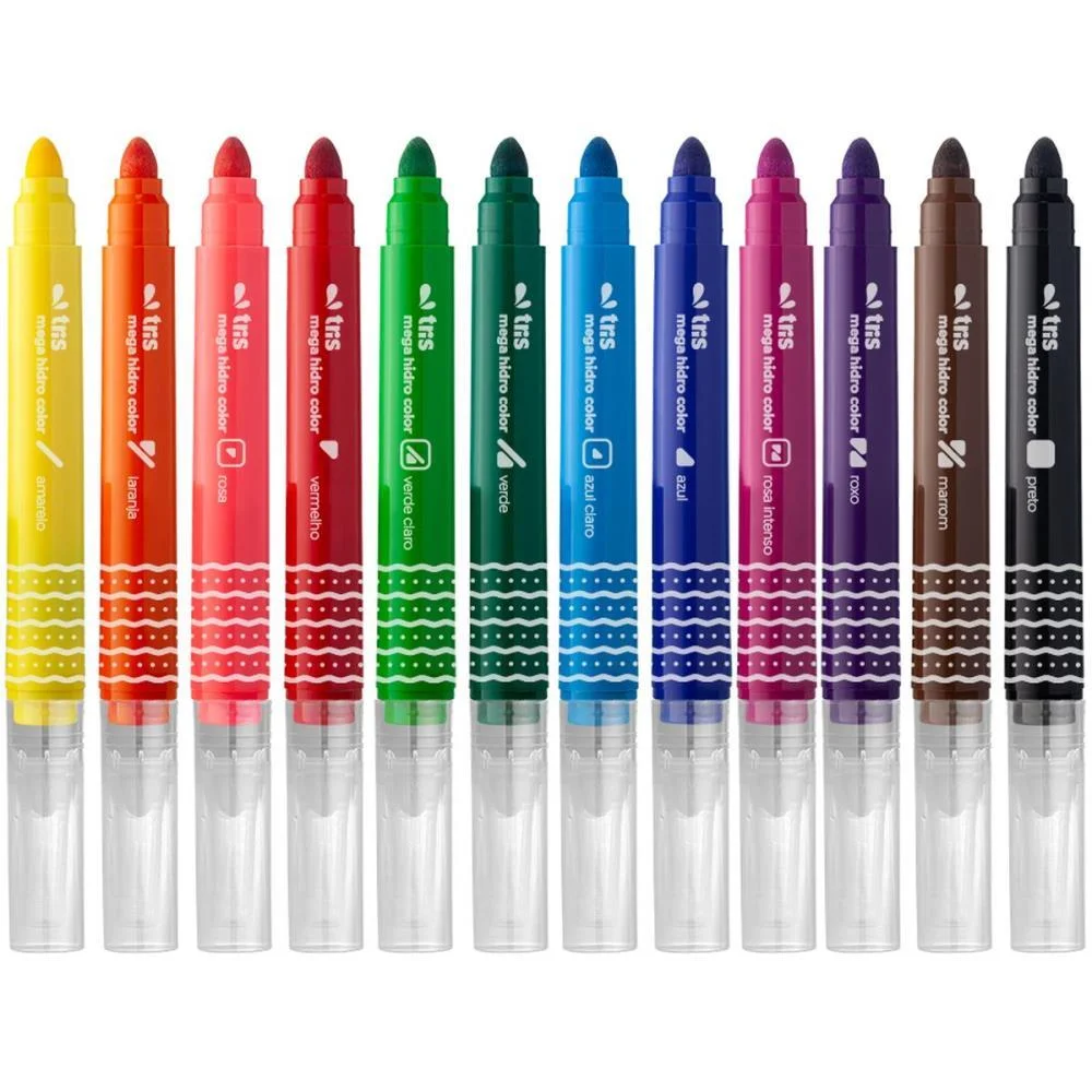 CANETA HIDROGRAFICA JUMBO MEGA COLOR RETRATIL 12 CORES SUMMIT (PCT.C/06) - imagem 3