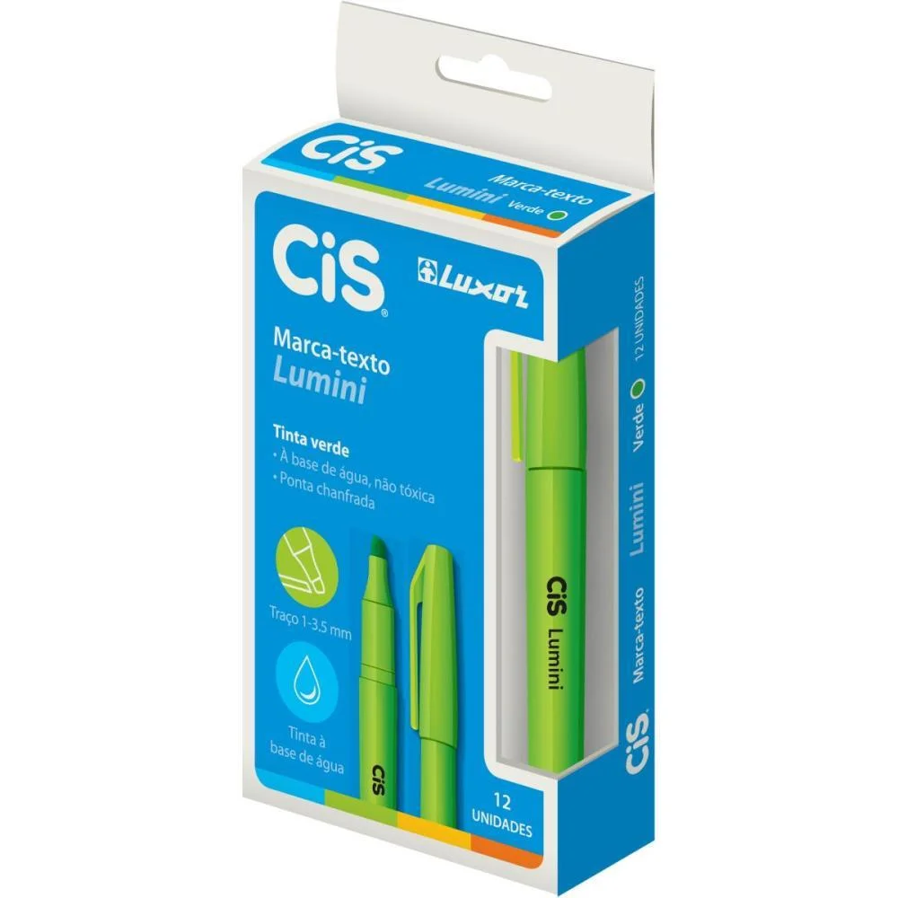 CANETA MARCA TEXTO CIS LUMINI VERDE SERTIC (CX.C/12) - imagem 3