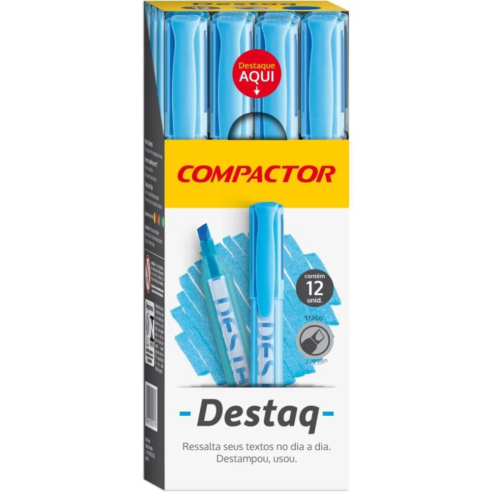CANETA MARCA TEXTO DESTAQ FLUORESCENTE AZUL COMPACTOR (CX.C/12) - imagem 3