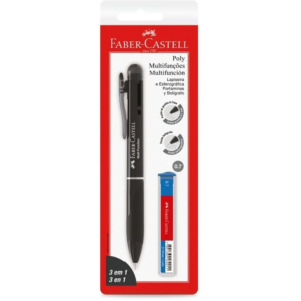 LAPISEIRA 0.7MM POLY LAPISEIRA/CANETA 3EM1 PT. FABER-CASTELL (CX.C/24) - imagem 2