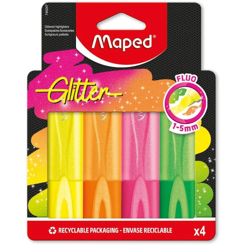 CANETA MARCA TEXTO FLUOPEPS GLITTER NEON 4COR.(S) MAPED (ESTOJO) - imagem 5