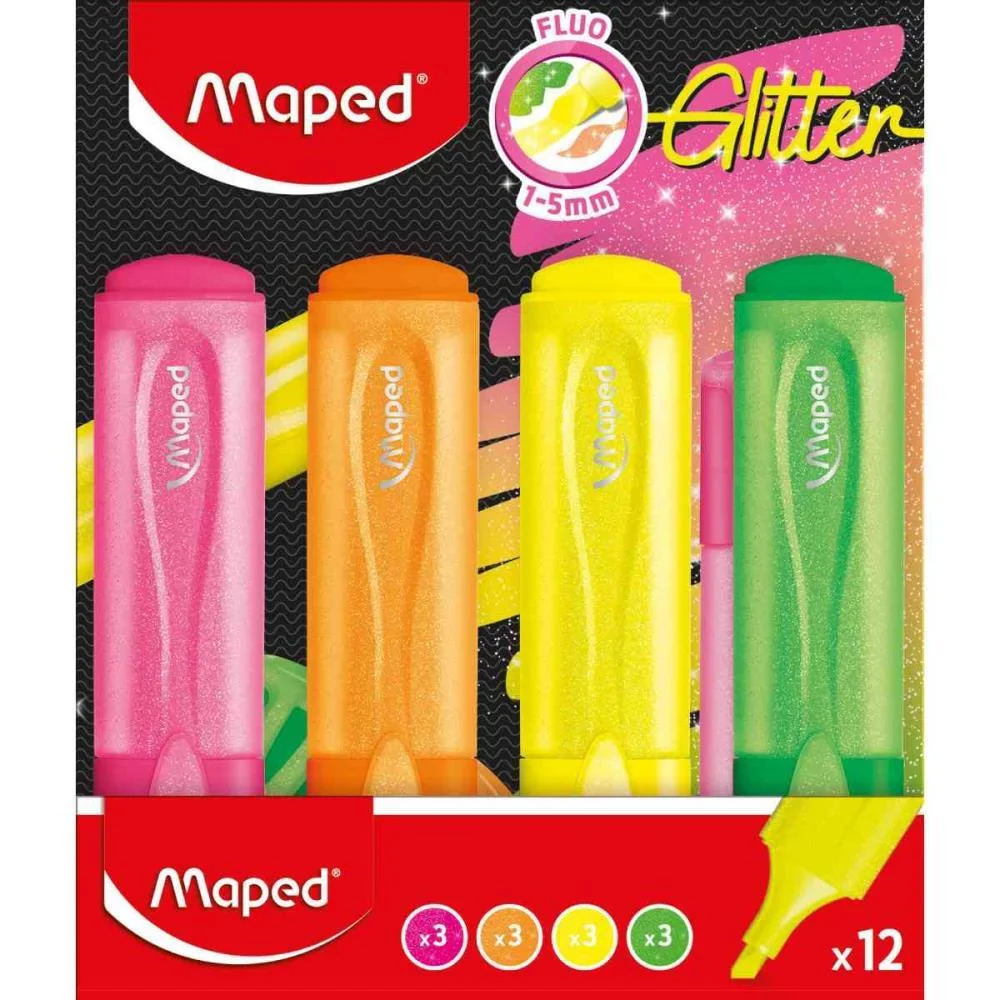 CANETA MARCA TEXTO FLUOPEPS GLITTER NEON CORES(S) MAPED (DP.C/12) - imagem 3