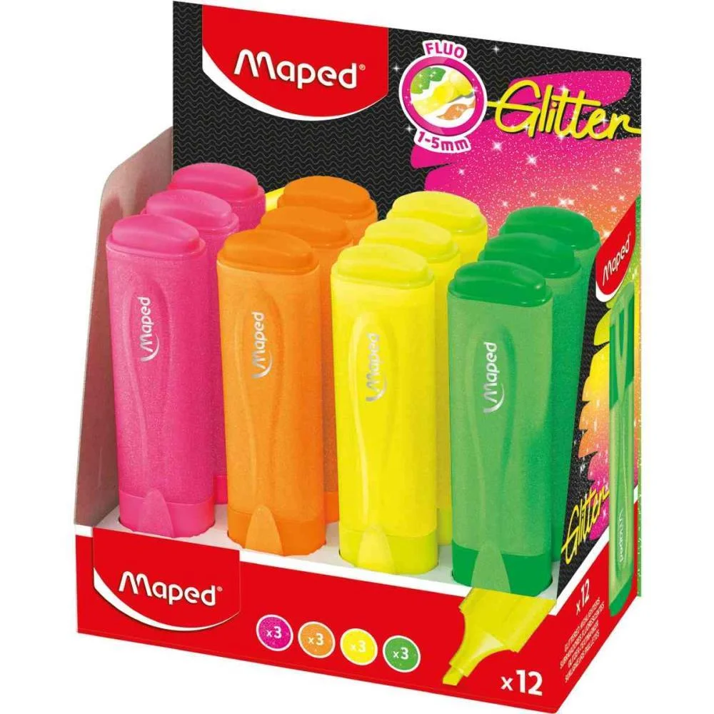 CANETA MARCA TEXTO FLUOPEPS GLITTER NEON CORES(S) MAPED (DP.C/12) - imagem 8