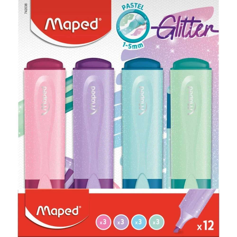 CANETA MARCA TEXTO TONS PASTEL GLITTER 4 CORES MAPED (DP.C/12) - imagem 12