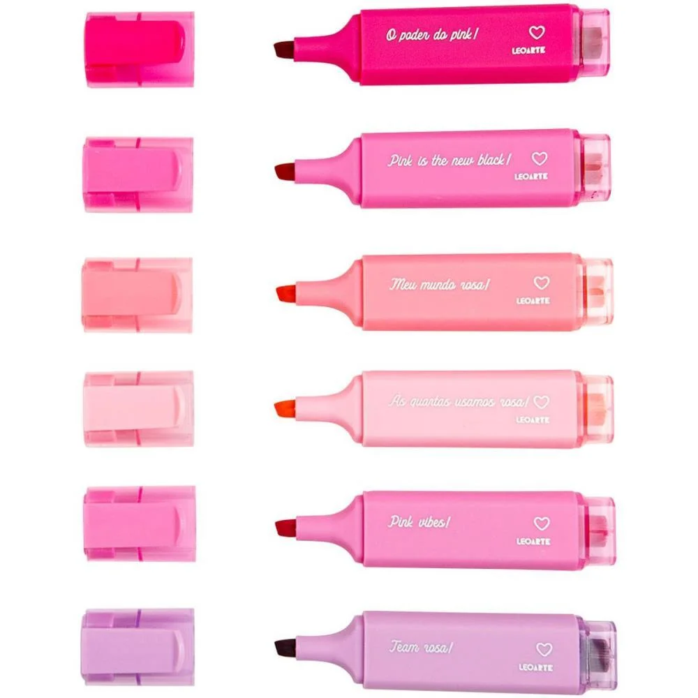 CANETA MARCA TEXTO PINK VIBES 6 CORES LEONORA (ESTOJO) - imagem 4