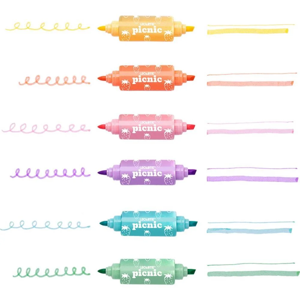 CANETA MARCA TEXTO PICNIC BOMBOM MINI 2EM1 6CORES LEONORA (POTE-18) - imagem 4