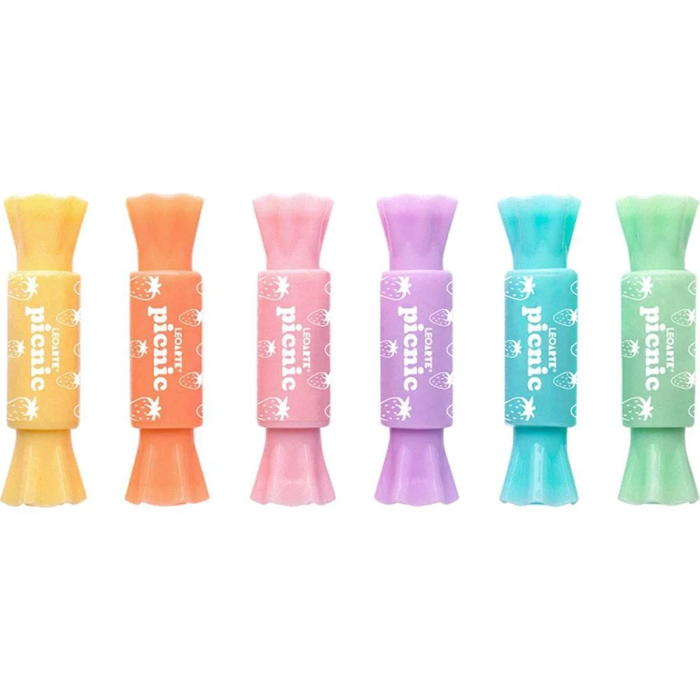 CANETA MARCA TEXTO PICNIC BOMBOM MINI 2EM1 6CORES LEONORA (POTE-18) - imagem 5