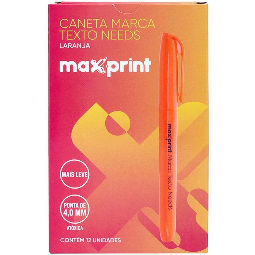 CANETA MARCA TEXTO NEEDS LARANJA MAXPRINT (CX.C/12) - imagem 2