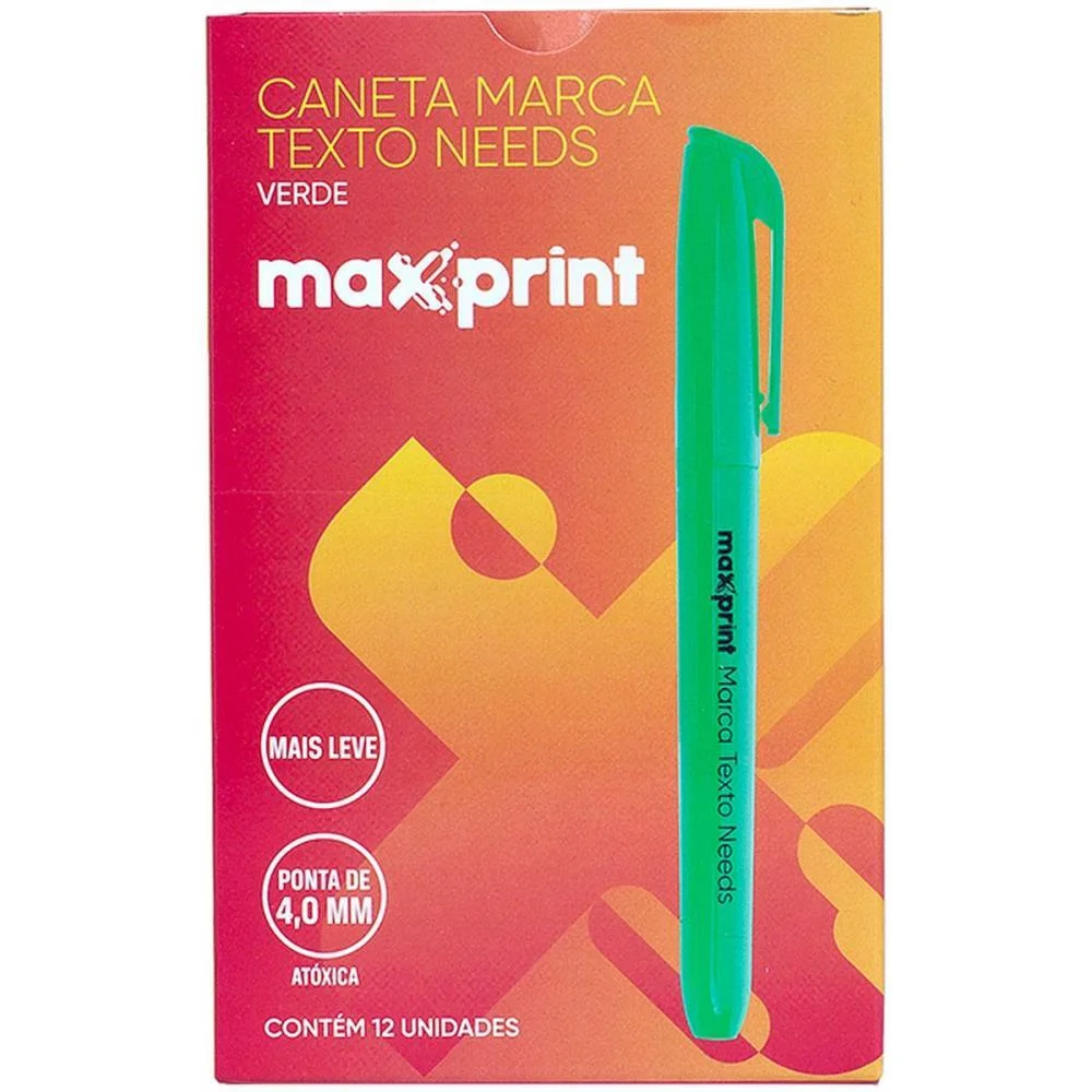 CANETA MARCA TEXTO NEEDS VERDE MAXPRINT (CX.C/12) - imagem 2