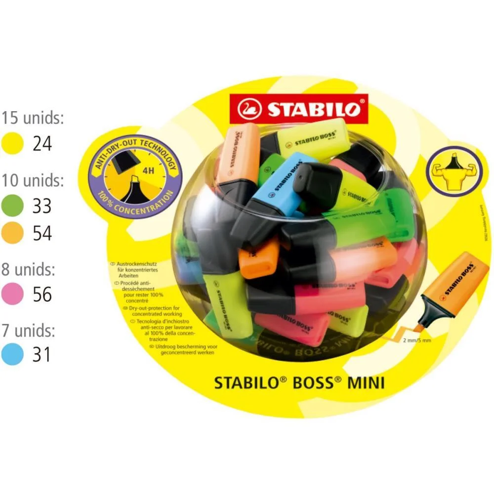 CANETA MARCA TEXTO STABILLO BOSS MINI 5 CORES SERTIC (DP.C/50) - imagem 3