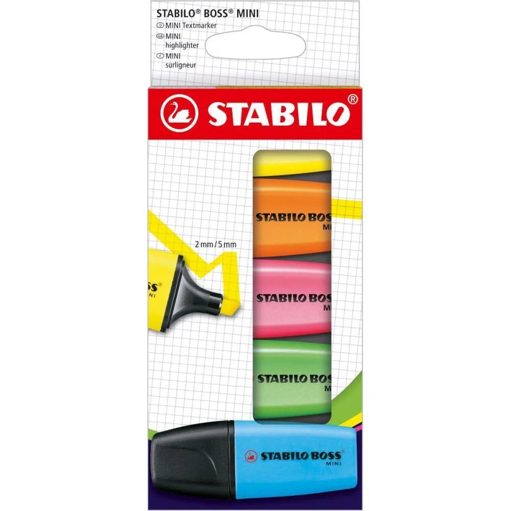 CANETA MARCA TEXTO STABILLO BOSS MINI 5 CORES SERTIC (ESTOJO) - imagem 3