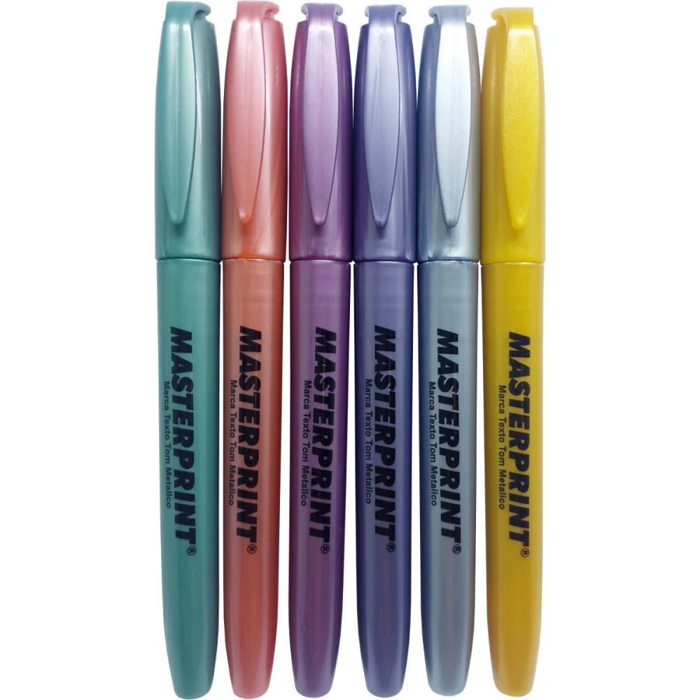 CANETA MARCA TEXTO MP 612 METALICO/GLITTER 6CORES MASTERPRINT (ESTOJO) - imagem 4