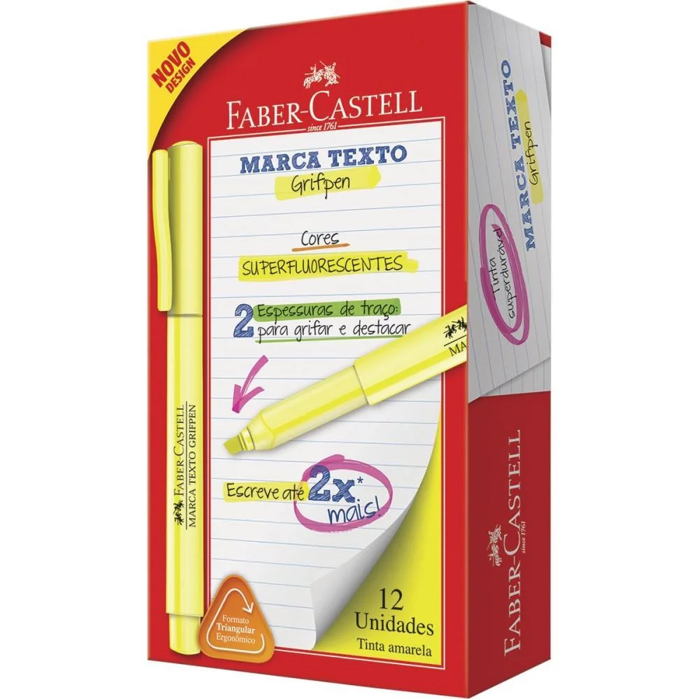 CANETA MARCA TEXTO GRIFPEN AMARELA FABER-CASTELL (CX.C/12) - imagem 3