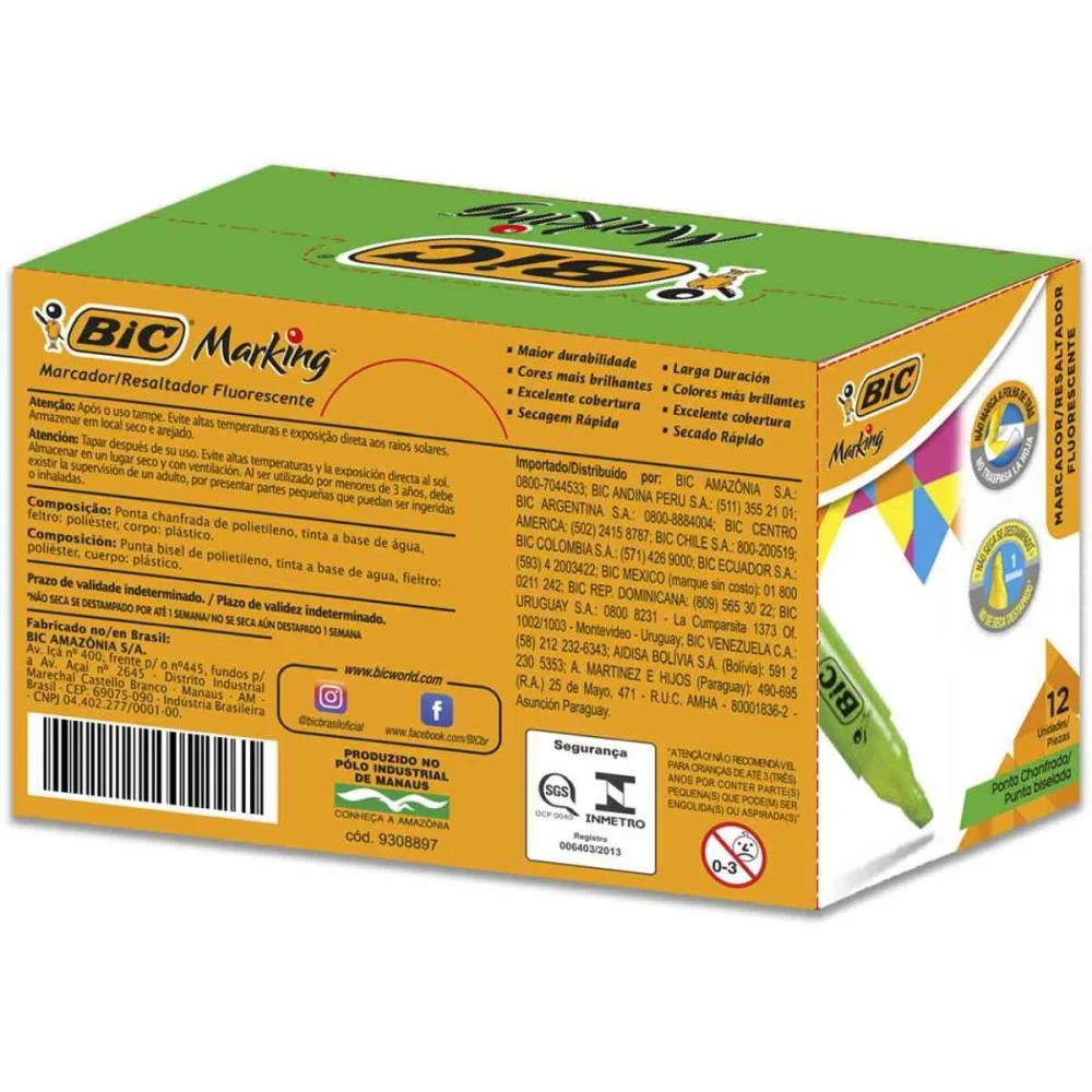 CANETA MARCA TEXTO MARKING FLUORESCENTE VERDE BIC (CX.C/12) - imagem 5