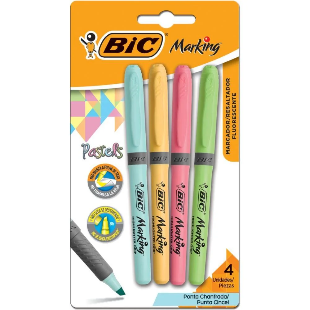 CANETA MARCA TEXTO MARKING 4 CORES PASTEL BIC (BL.C/04) - imagem 2