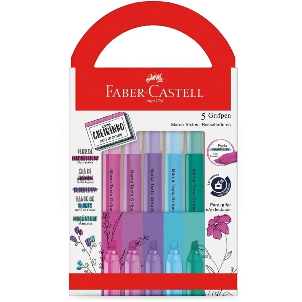 CANETA MARCA TEXTO GRIFPEN 5 CORES C/CHEIRINHO FABER-CASTELL (PCT.C/06) - imagem 3