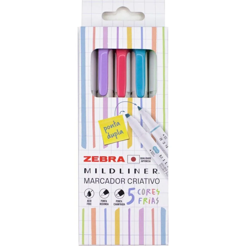 CANETA MARCA TEXTO MILDLINER 5 CORES FRIAS NEWPEN (ESTOJO) - imagem 3