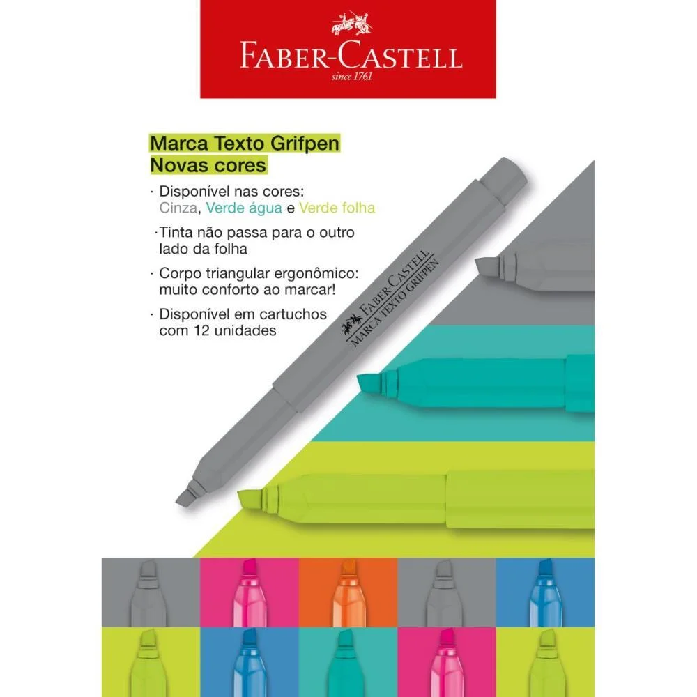CANETA MARCA TEXTO GRIFPEN VERDE FOLHA FABER-CASTELL (CX.C/12) - imagem 5
