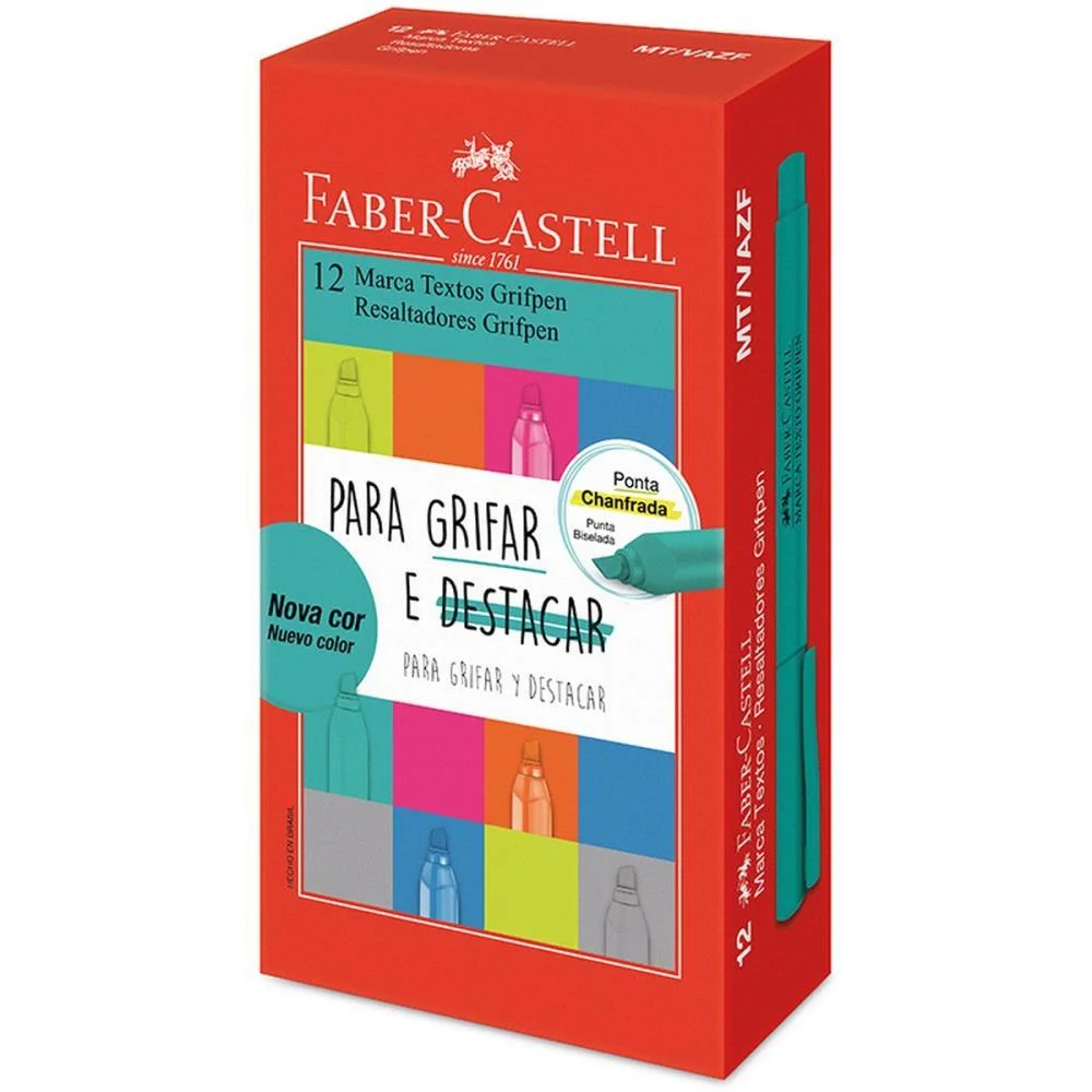CANETA MARCA TEXTO GRIFPEN VERDE AGUA FABER-CASTELL (CX.C/12) - imagem 3
