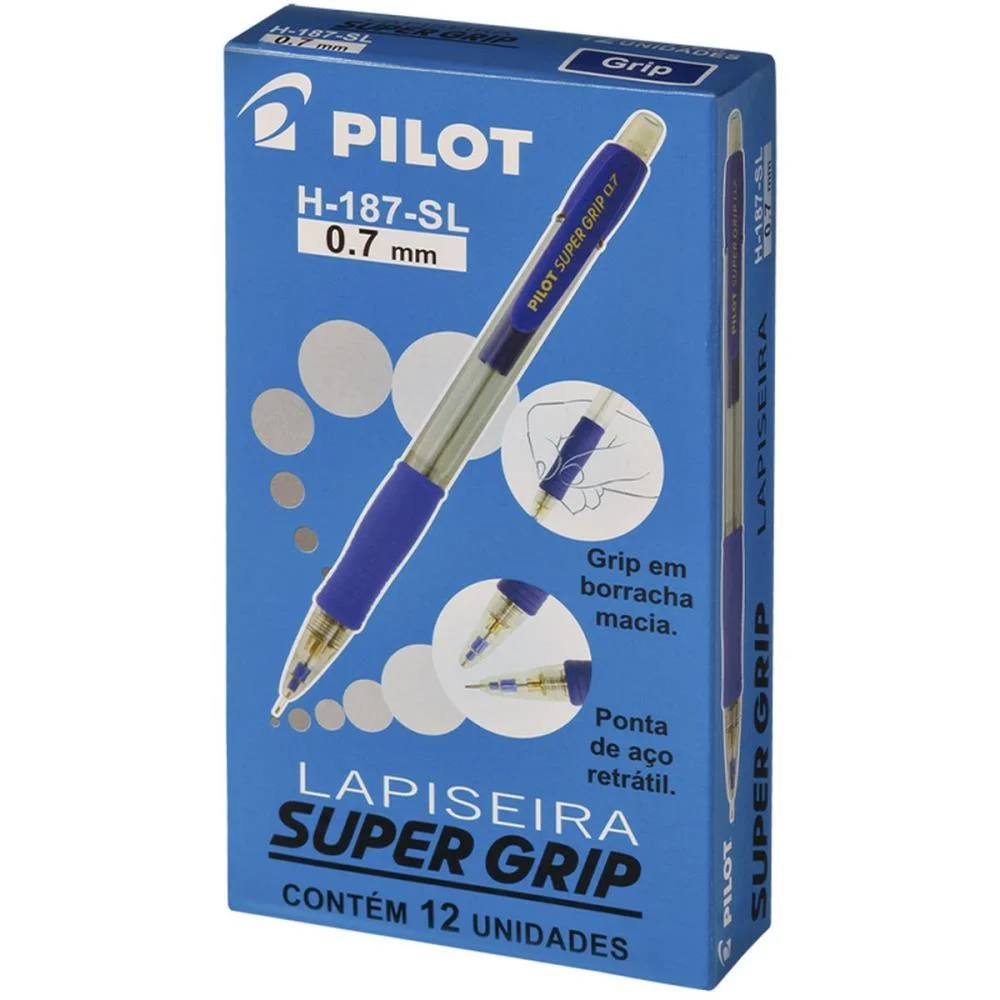 LAPISEIRA 0.7MM SUPERGRIP H-187 AZUL PILOT (CX.C/12) - imagem 2