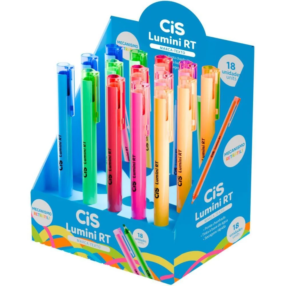 CANETA MARCA TEXTO CIS LUMINI RETRATIL 5 CORES SERTIC (DP.C/18) - imagem 3
