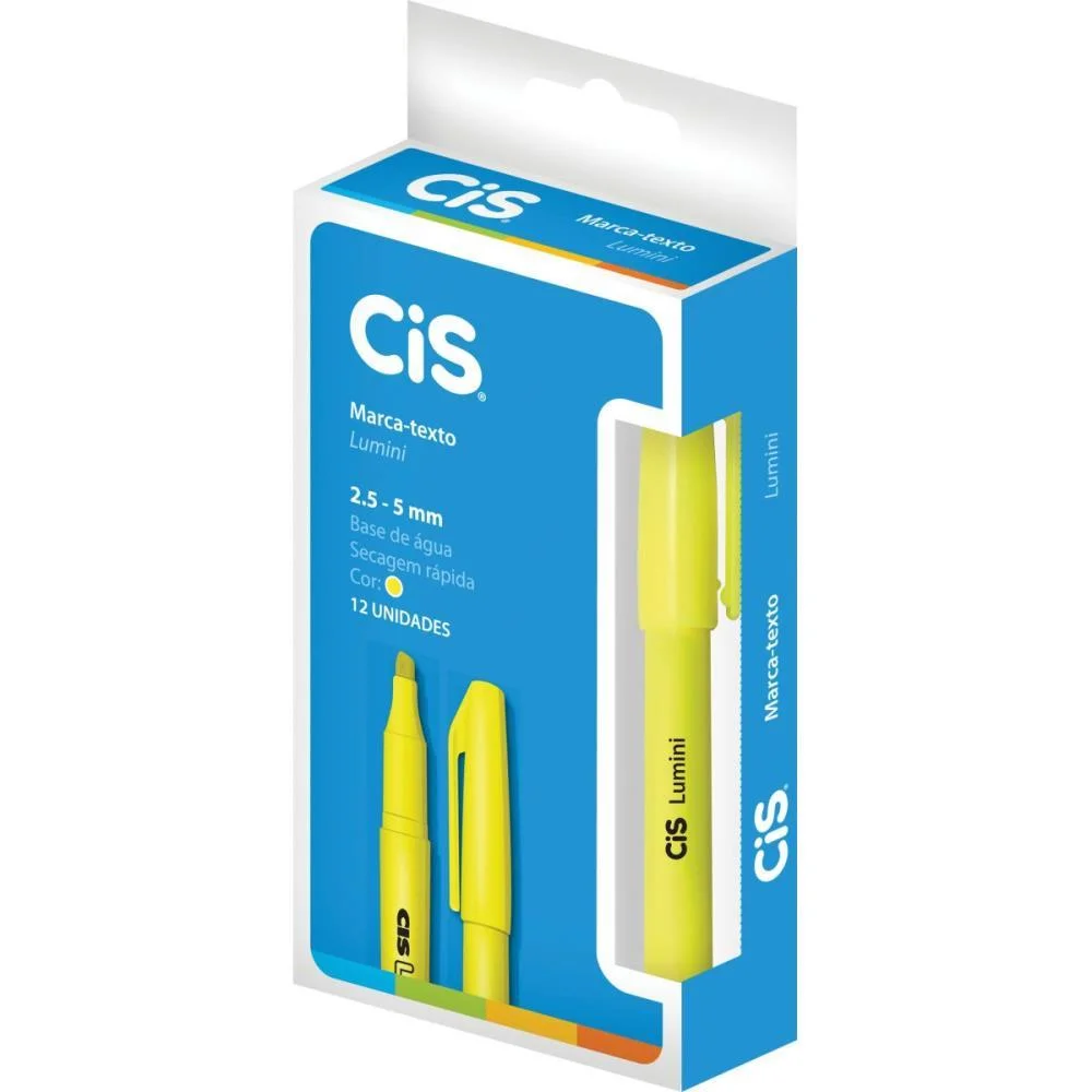 CANETA MARCA TEXTO CIS LUMINI AMARELA SERTIC (CX.C/12) - imagem 2