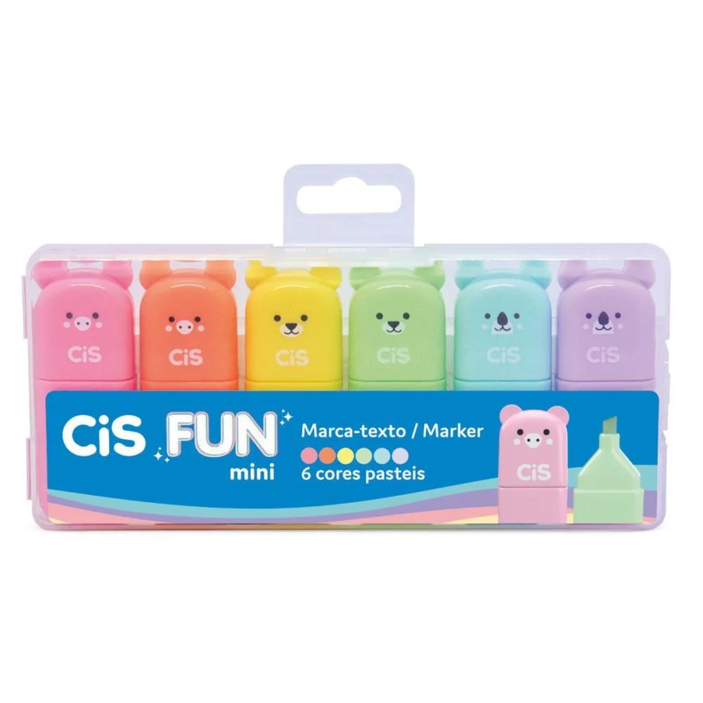 CANETA MARCA TEXTO CIS FUN MINI PASTEL 6 CORES SERTIC (ESTOJO) - imagem 2