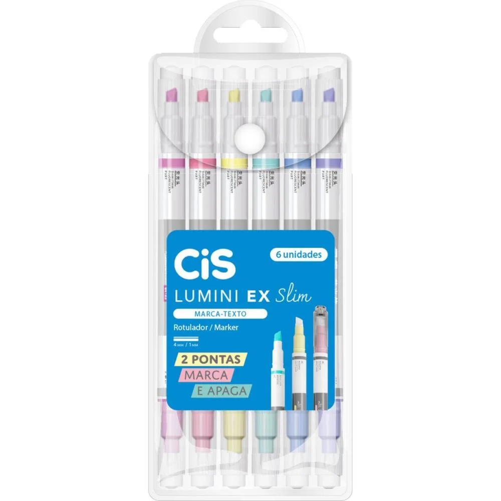 CANETA MARCA TEXTO CIS LUMINI EX SLIM 6 CORES SERTIC (ESTOJO) - imagem 3