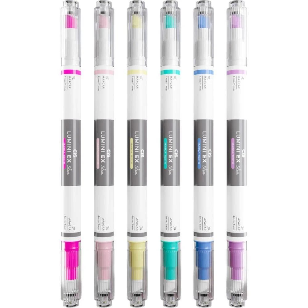 CANETA MARCA TEXTO CIS LUMINI EX SLIM 6 CORES SERTIC (ESTOJO) - imagem 4