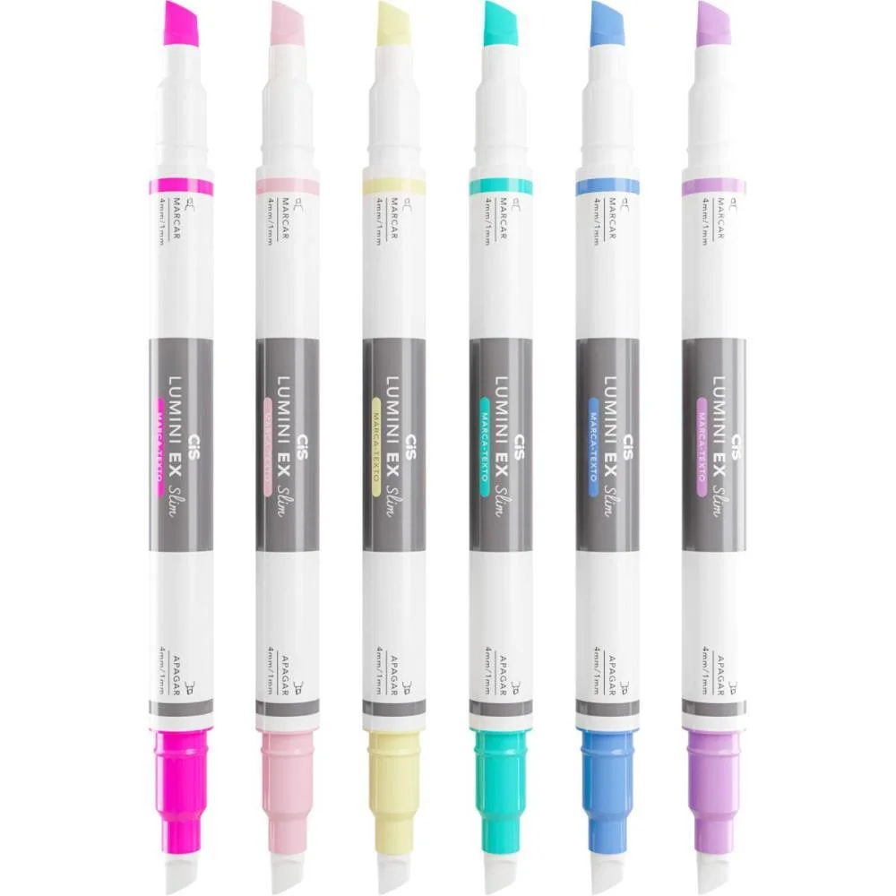 CANETA MARCA TEXTO CIS LUMINI EX SLIM 6 CORES SERTIC (ESTOJO) - imagem 5