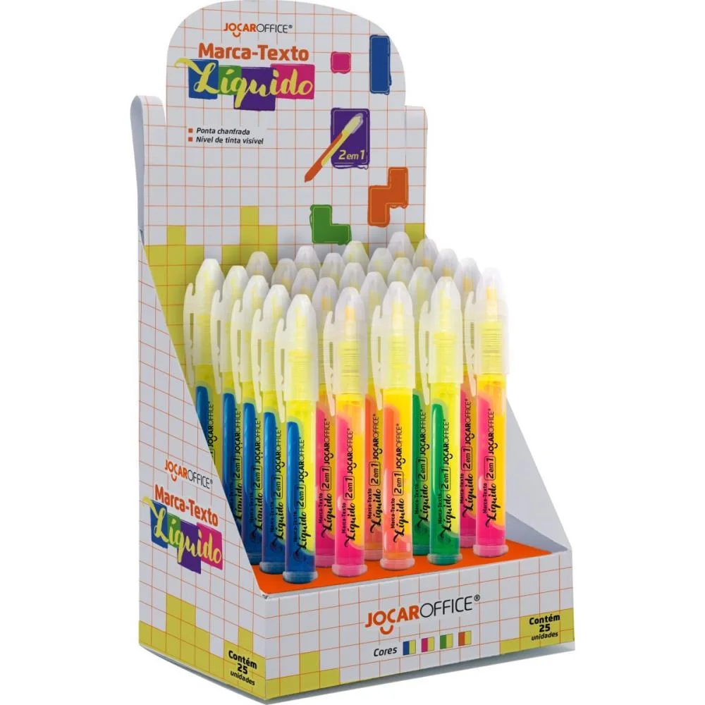 CANETA MARCA TEXTO JOCAR LIQUIDO 2EM1 5CORES LEONORA (DP.C/25) - imagem 3