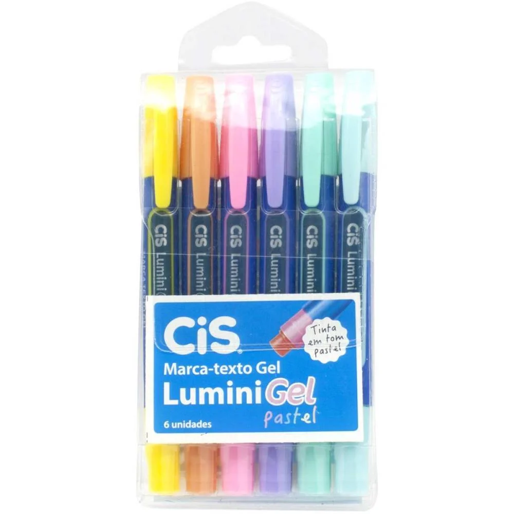 CANETA MARCA TEXTO GEL CIS LUMINI PASTEL 6 CORES SERTIC (ESTOJO) - imagem 2